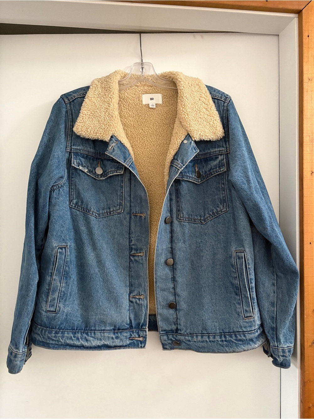 Faux Shearling-Lined Denim Jacket